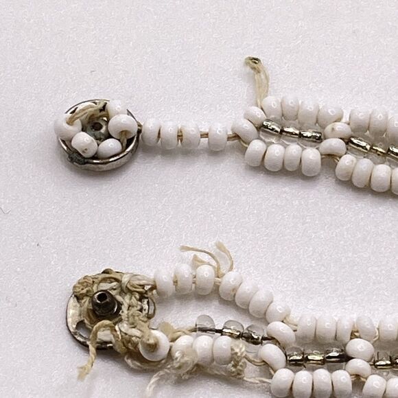 Vintage Seed Bead Cameo Set Necklace Earrings NEEDS REPAIR beautiful Unique - Picture 6 of 12